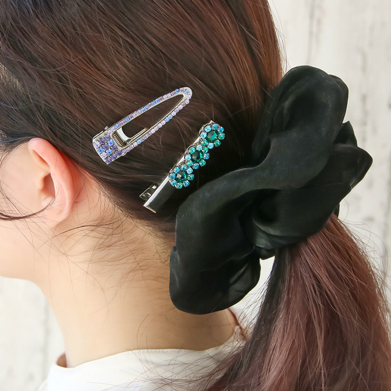 レシピNo.KR0914　連爪チェーンのマルチカラーヘアクリップ2種