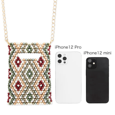 レシピNo.KR0923　パールのダイヤパターンスマホバッグ