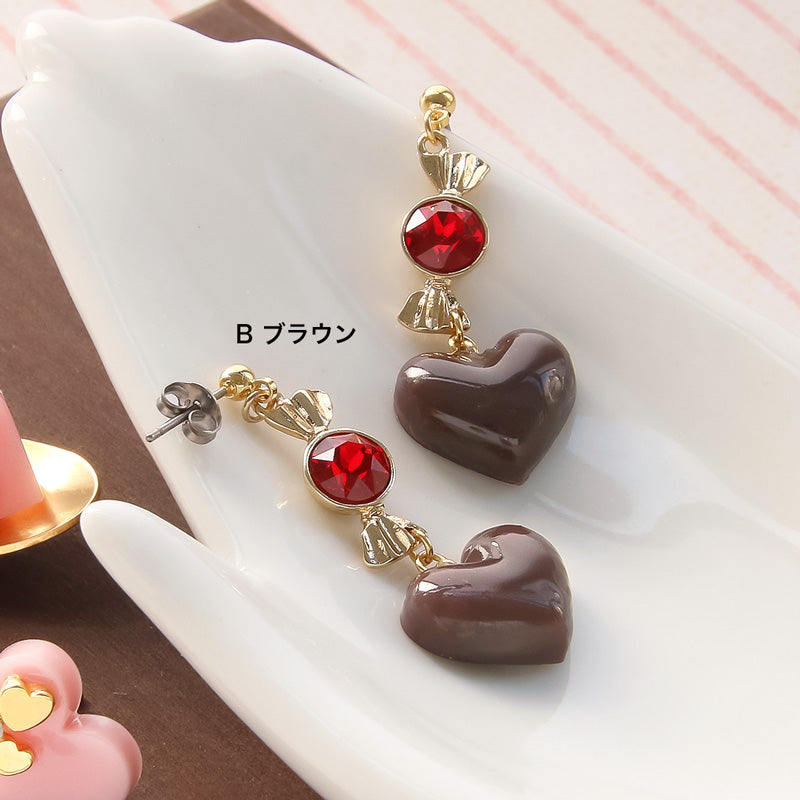 レシピNo.KR0928　ショコラハートのピアス2種
