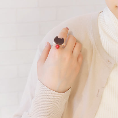 レシピNo.KR0930　ショコラネコのアクセサリー3種
