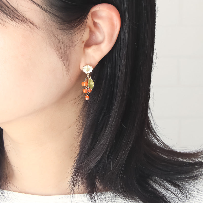 レシピNo.KR0935　フラワーとベリーのピアス