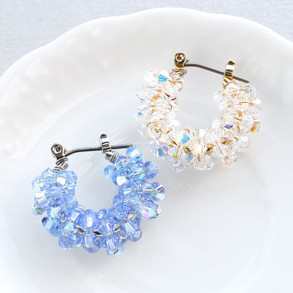 レシピNo.KR0948　クリスタルの煌めきワイヤーフープピアス