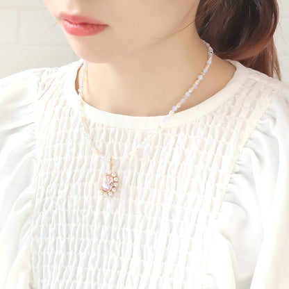 レシピ(図のみ)No.KR0956　貴和クリスタルのスイートネックレス