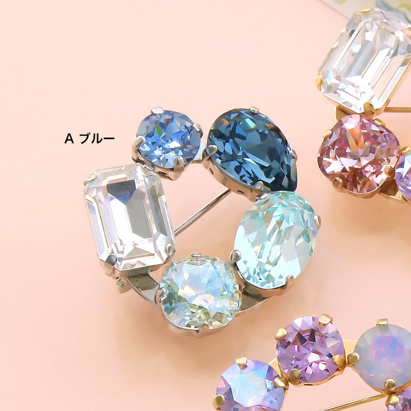 レシピNo.KR0957　貴和クリスタルのリングビジューブローチ2種