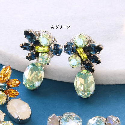レシピNo.KR0958　貴和クリスタルのビジューイヤリング2種