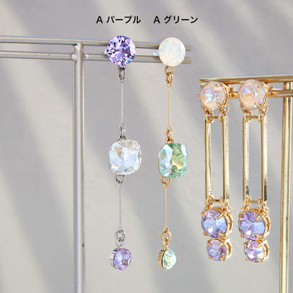 レシピNo.KR0959　貴和クリスタルのコネクトビジューピアス2種