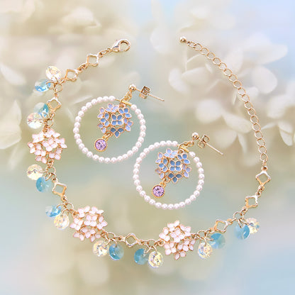 レシピNo.KR0970　チャーム紫陽花のアクセサリー2種