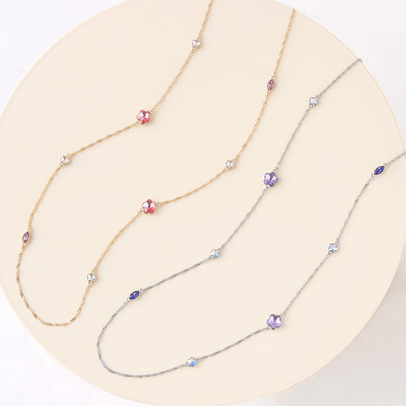 レシピNo.KR0974　貴和クリスタル＃4228・＃4744のロングネックレス