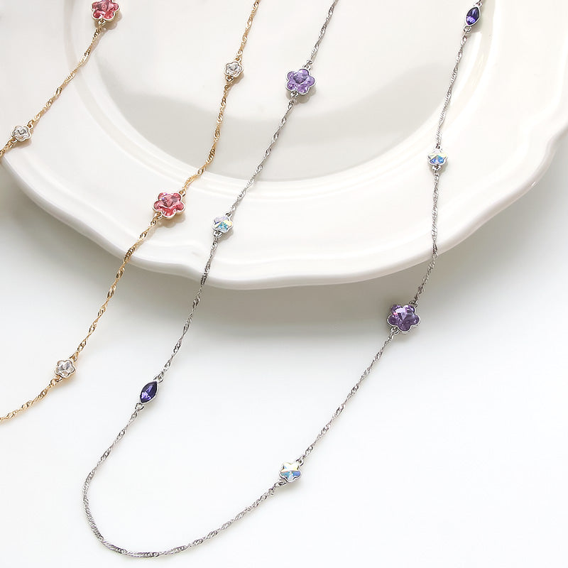 レシピNo.KR0974　貴和クリスタル＃4228・＃4744のロングネックレス