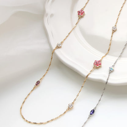 レシピNo.KR0974　貴和クリスタル＃4228・＃4744のロングネックレス
