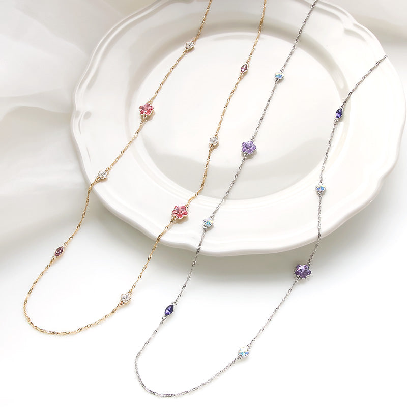 レシピNo.KR0974　貴和クリスタル＃4228・＃4744のロングネックレス