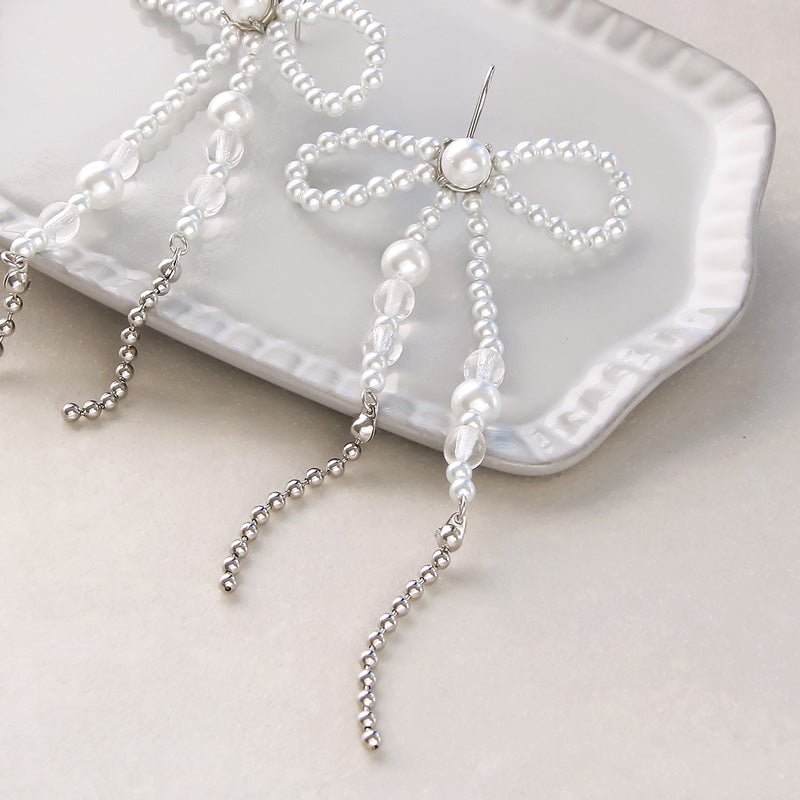 レシピNo.KR0977　貴和クリスタルのパールリボンピアス