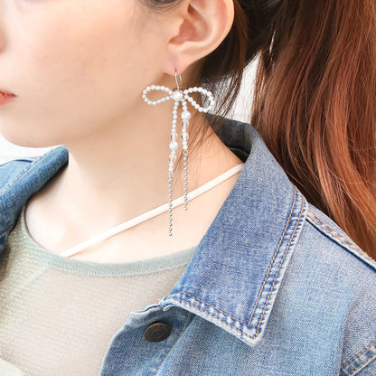 レシピNo.KR0977　貴和クリスタルのパールリボンピアス
