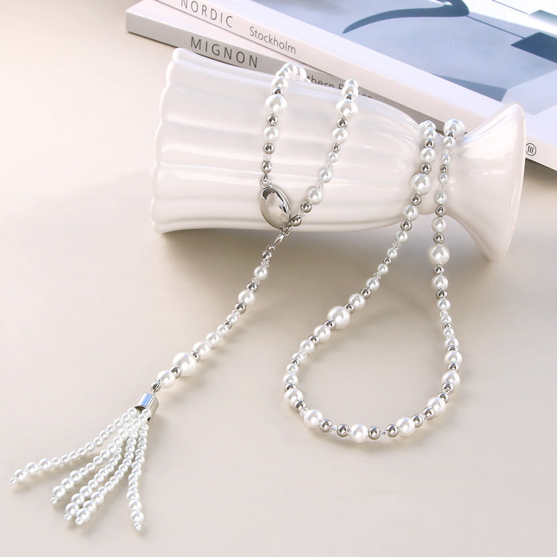 レシピNo.KR0980　クリスタルパールの3wayネックレス