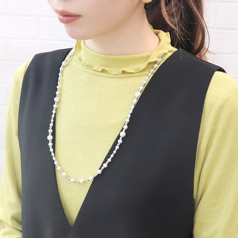 レシピNo.KR0980　クリスタルパールの3wayネックレス