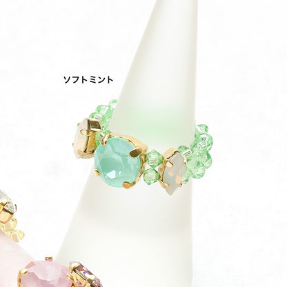 レシピNo.KR0983　貴和クリスタルのカラフルビーズリング