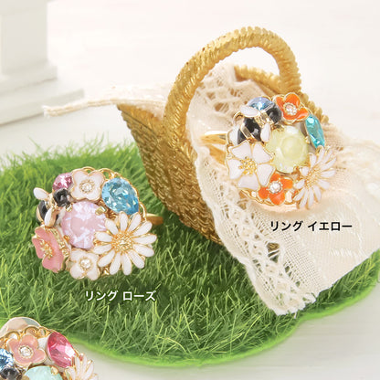 レシピNo.KR0986　貴和クリスタルのフラワービジューアクセサリー2種