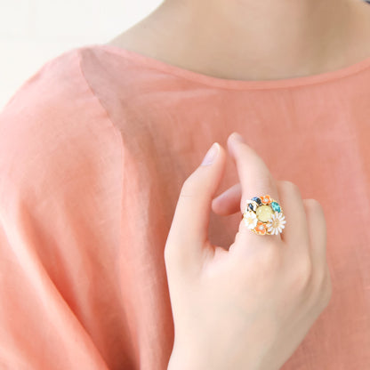 レシピNo.KR0986　貴和クリスタルのフラワービジューアクセサリー2種