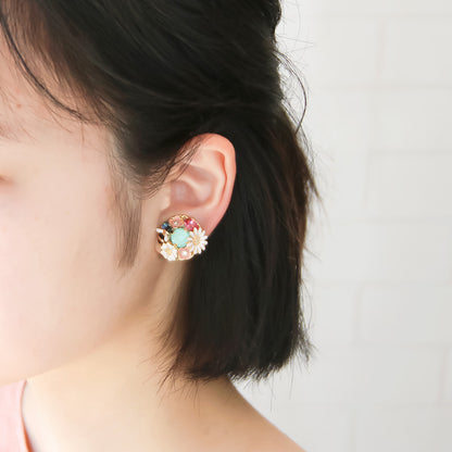 レシピNo.KR0986　貴和クリスタルのフラワービジューアクセサリー2種