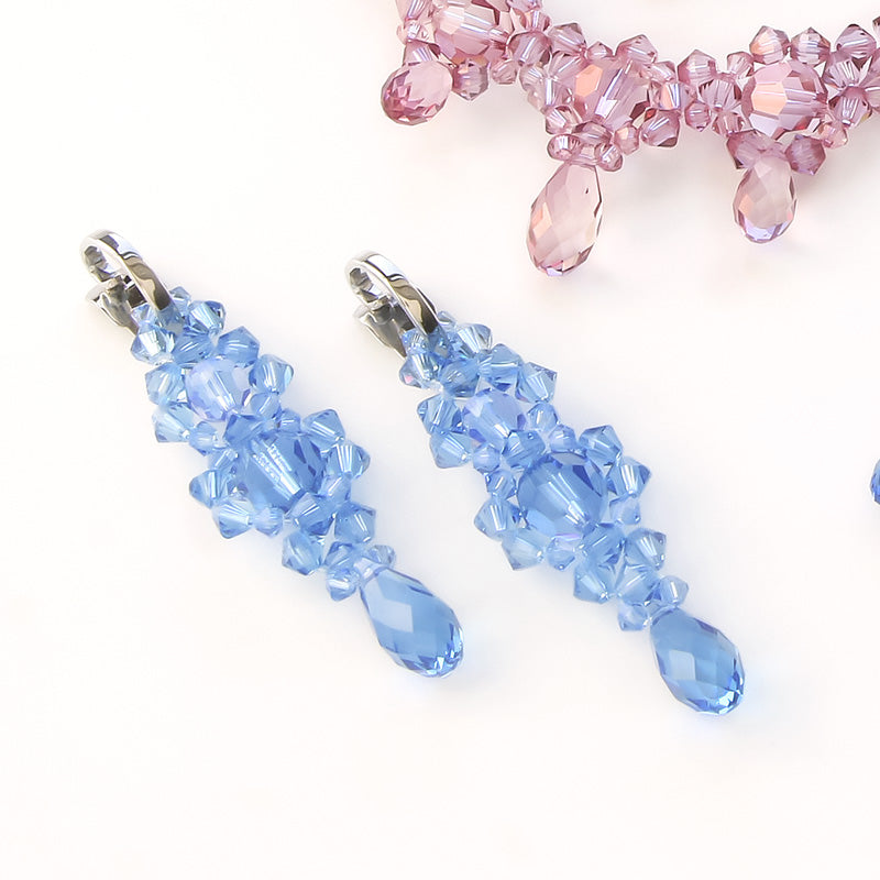 レシピNo.KR0987　貴和クリスタルのアイシクルネック&amp;イヤリング