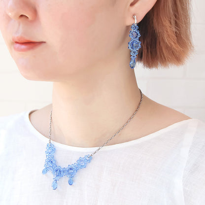 レシピNo.KR0987　貴和クリスタルのアイシクルネック&amp;イヤリング