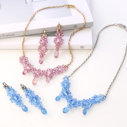 レシピNo.KR0987　貴和クリスタルのアイシクルネック&amp;イヤリング