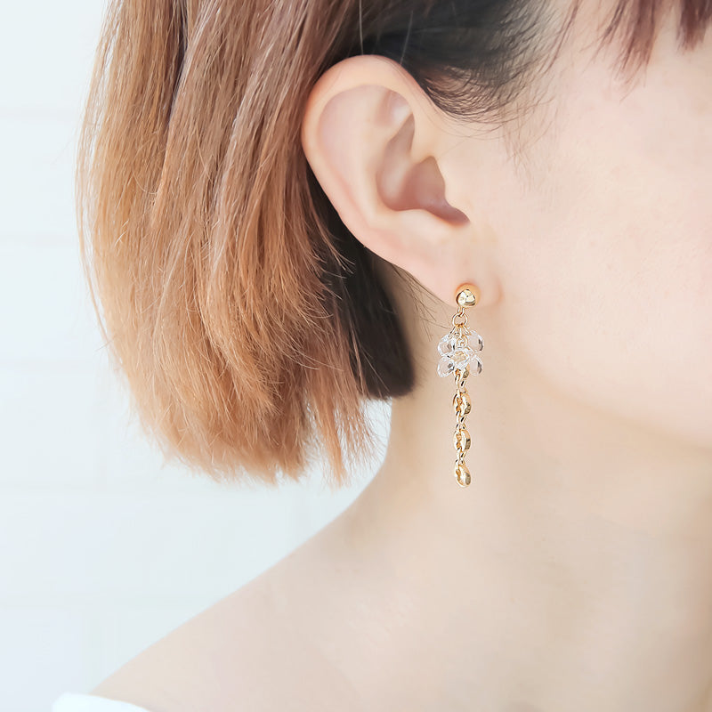レシピNo.KR0994　貴和クリスタルドロップとデザインチェーンのアクセサリー2種