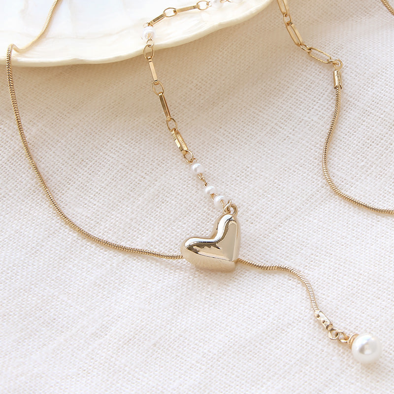 Recipe No.KR0998 Asymmetric chain necklace with slide balls