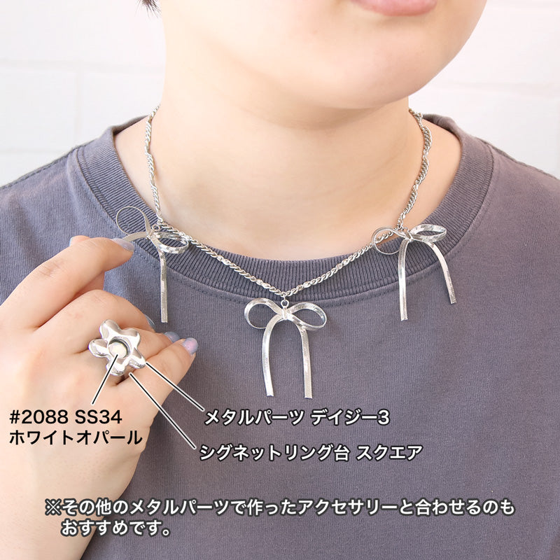 レシピNo.KR0999　チェーンリボンのネックレス2種