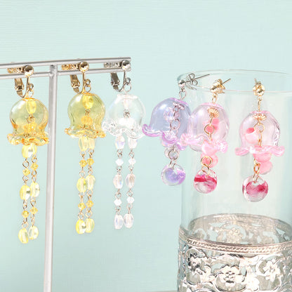 レシピNo.KR1015　ガラスパーツフラワーポットのイヤーアクセサリー2種