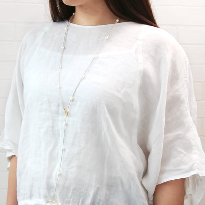 Recipe No.KR1018 Freshwater Pearl Rice Station Long Necklace
