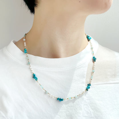 Kit: 2-way bracelet made of natural stone and freshwater pearls (KR1157)