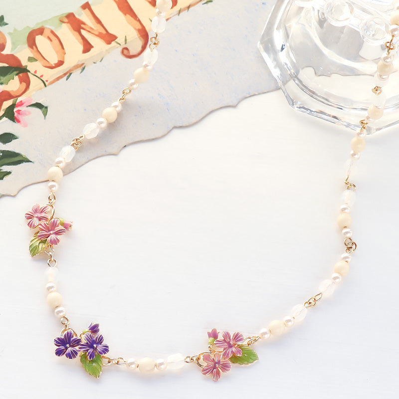 Recipe No. KR1161 Charm Sumire and Czech Bead Necklace