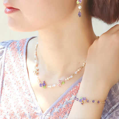 Recipe No. KR1161 Charm Sumire and Czech Bead Necklace