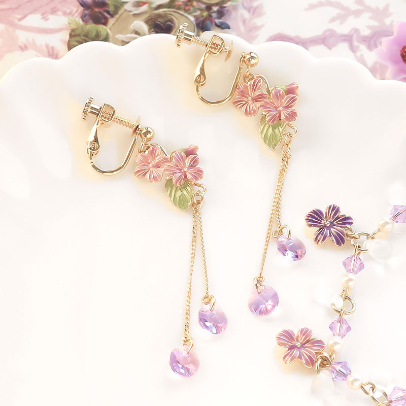 レシピNo.KR1164　チャームすみれのブレス＆イヤリング