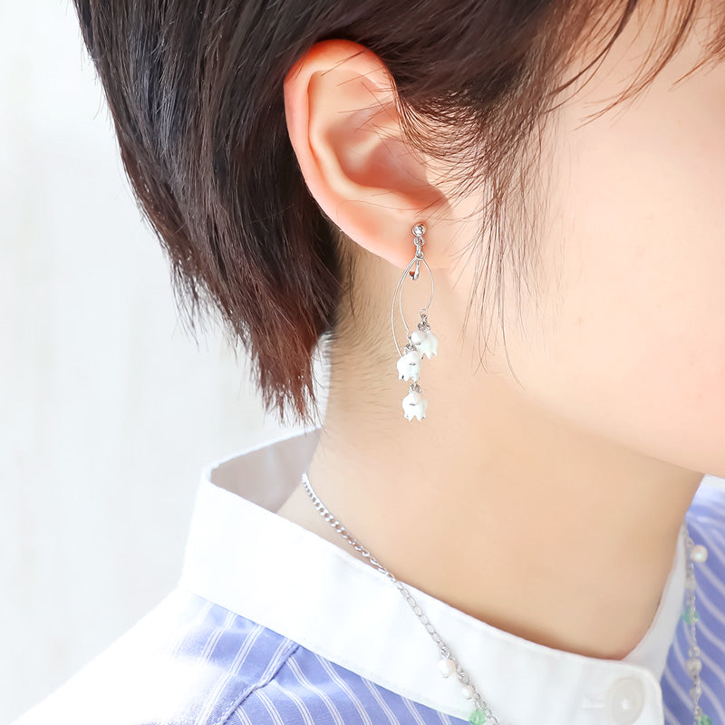 レシピNo.KR1169　チャームすずらんとクリスタルパールのネック＆イヤリング