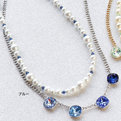 レシピNo.KR1171　貴和クリスタルのレイヤードネックレス