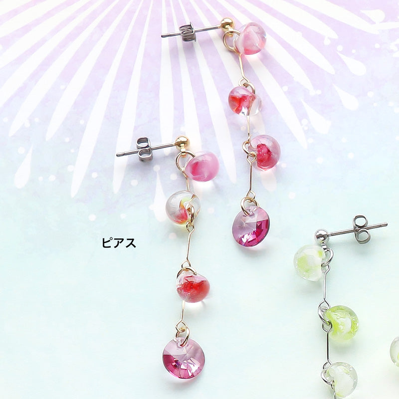 レシピNo.KR1202　貴和クリスタルとティアドロップビーズのイヤーアクセサリー2種