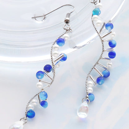 Recipe No. KR1230 Czech Bead Round &amp; Shizuku Spiral Design Earrings