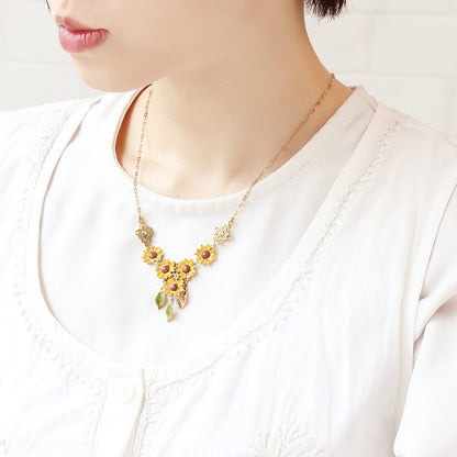 レシピNo.KR1236　チャームひまわりのアクセサリー3種