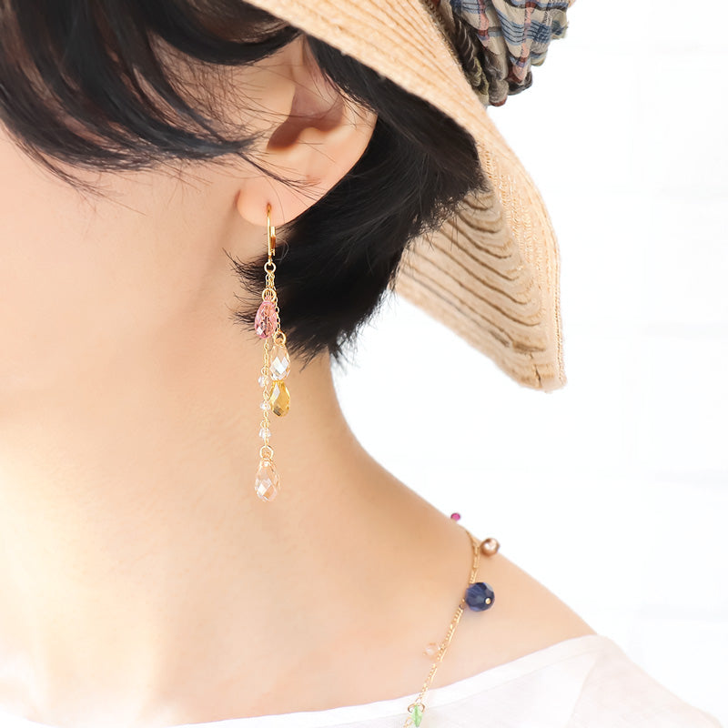 レシピNo.KR1238　貴和クリスタルのドロップフリンジアクセサリー2種