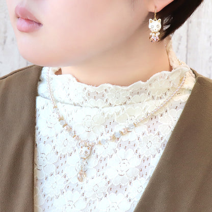石座チャーム キャットフェイス　ベージュ/G