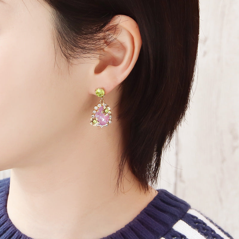 レシピNo.KR1356　貴和クリスタルのパステルPOPなビジューピアス3種