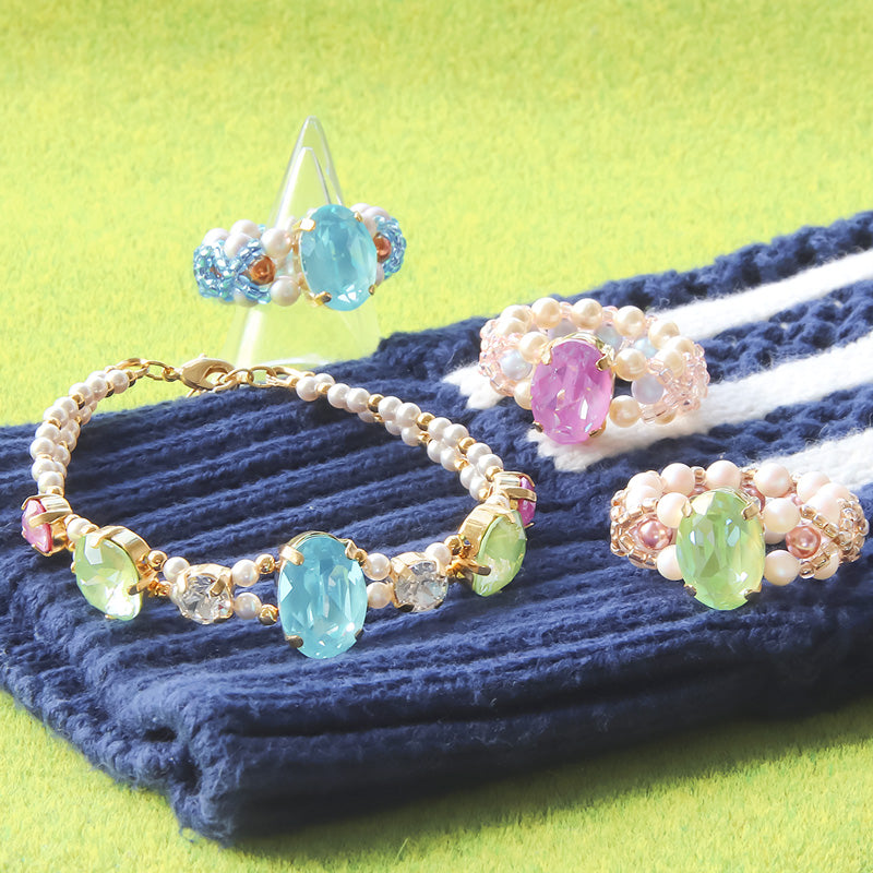 レシピNo.KR1357　貴和クリスタルのトロピカルアクセサリー2種