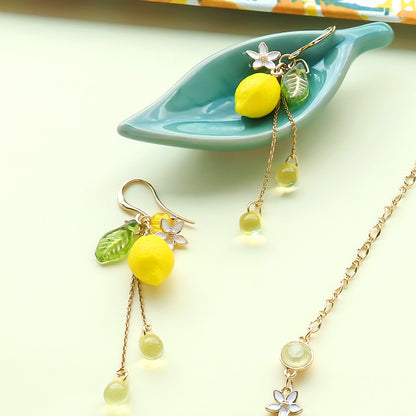 レシピNo.KR1367　チェコビーズのシトラスネック&amp;ピアス