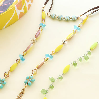レシピNo.KR1368　チェコナベットとシズクのカラフルネックレス2種