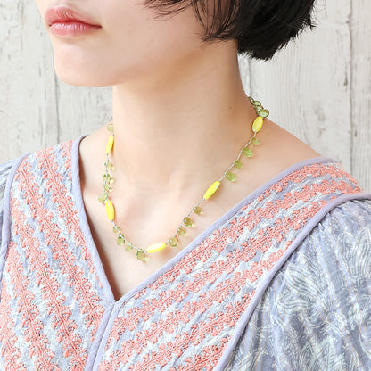 レシピNo.KR1368　チェコナベットとシズクのカラフルネックレス2種