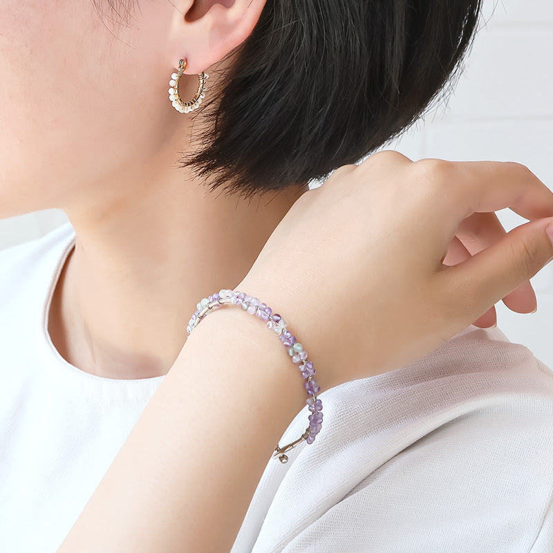 レシピNo.KR1377　天然石のワイヤーワークアクセサリー3種