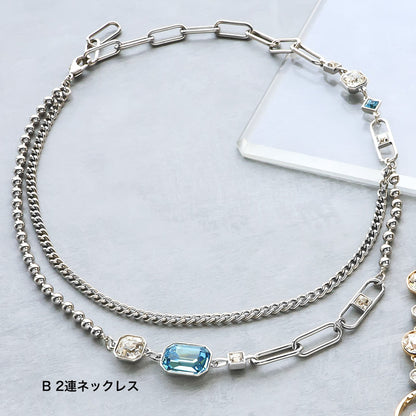 Recipe No.KR1408 2 types of classic necklaces with metal ring parts