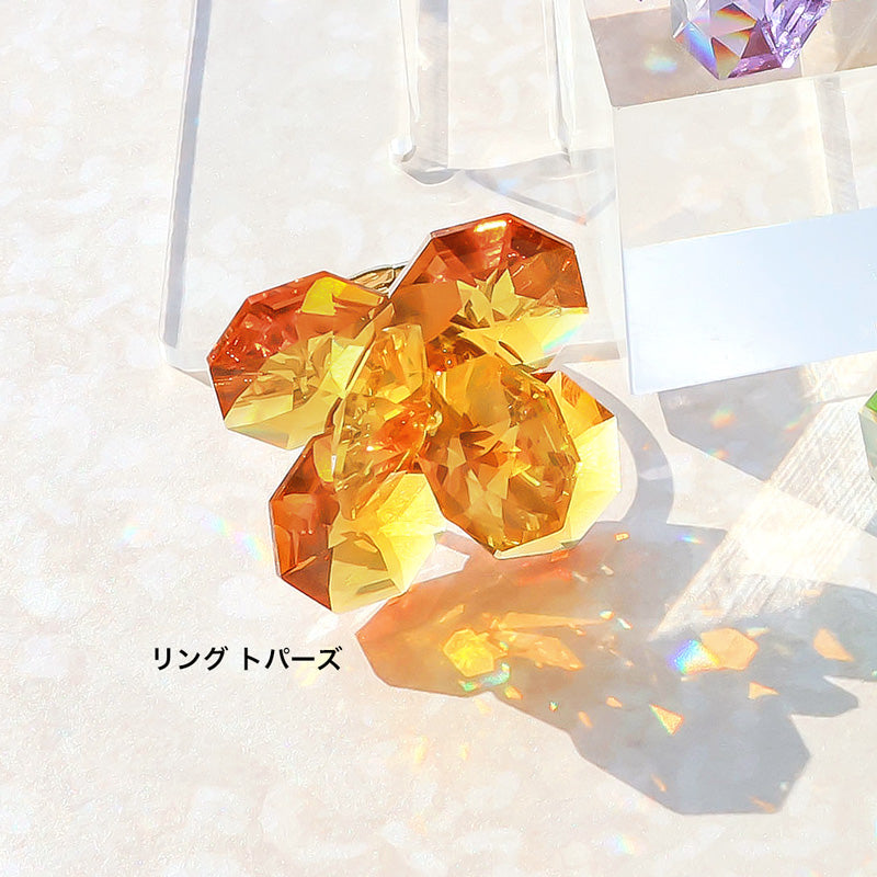 レシピNo.KR1417　貴和クリスタルのオクタゴナルフラワーアクセサリー2種